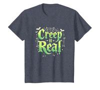 Creep it Real: Tipografía gótica Espeluznante de Halloween Camiseta, Niños, Azul Jaspeado, 2 años