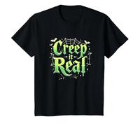 Creep it Real: Tipografía gótica Espeluznante de Halloween Camiseta, Niños, Negro, 2 años