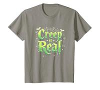Creep it Real: Tipografía gótica Espeluznante de Halloween Camiseta, Niños, Pizarra, 12 años