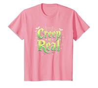 Creep it Real: Tipografía gótica Espeluznante de Halloween Camiseta, Niños, Rosado, 6 años