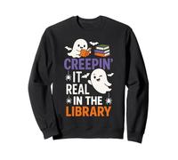 Creepin It Real in The Library Spooky Bookworm Halloween Sudadera