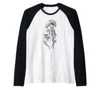 Creepy Art Gothic Goblincore Mushroom Hand Camiseta Manga Raglan