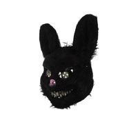 Creepy Bunny Mask Halloween Party Masquerade Style Black Plastic 1Pcs