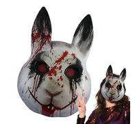 Creepy Bunny Masque - Horror Bloody Rabbit Masks | Scary Animal Headgear for Cosplay Party Props | Costume Accessory for Halloween Masquerade Festival Celebration Stage Show Holiday Makeup Party