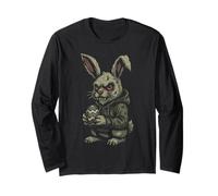 Creepy Bunny Rabbit Funny Zombie Egg Hunter Pascua Halloween Manga Larga