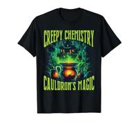 Creepy Chemistry Cauldron's Magic Halloween Science Teacher Camiseta gráfica económica, Hombre, Negro, L