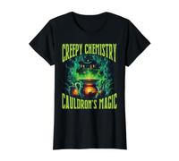Creepy Chemistry Cauldron's Magic Halloween Science Teacher Camiseta gráfica económica, Mujer, Negro, XL