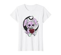 Creepy Cute Bunny Goth Heart Spiderweb Alt Conejo Pastel Camiseta gráfica económica, Mujer, Blanco, L