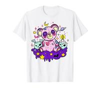 Creepy Cute Goth Pink Teddy Bear Pastel Vaporwave Kawaii Camiseta gráfica económica, Hombre, Blanco, M