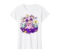 Creepy Cute Goth Pink Teddy Bear Pastel Vaporwave Kawaii Camiseta gráfica económica, Mujer, Blanco, XS