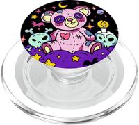 Creepy Cute Goth Pink Teddy Bear Pastel Vaporwave Kawaii PopSockets PopGrip para MagSafe