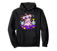 Creepy Cute Goth Pink Teddy Bear Pastel Vaporwave Kawaii Sudadera con Capucha