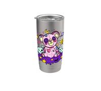 Creepy Cute Goth Pink Teddy Bear Pastel Vaporwave Kawaii Vaso térmico de acero inoxidable de doble pared