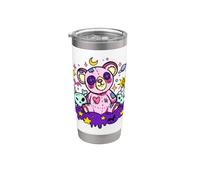 Creepy Cute Goth Pink Teddy Bear Pastel Vaporwave Kawaii Vaso térmico de acero inoxidable de doble pared