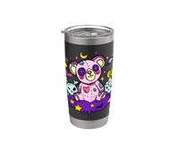 Creepy Cute Goth Pink Teddy Bear Pastel Vaporwave Kawaii Vaso térmico de acero inoxidable de doble pared