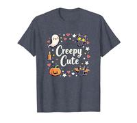 Creepy Cute Halloween Kawaii Ghost Cat Calabaza Murciélago Estrellas Camiseta, Hombre, Azul Jaspeado, 6XL