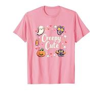 Creepy Cute Halloween Kawaii Ghost Cat Calabaza Murciélago Estrellas Camiseta, Hombre, Rosado, 3XL