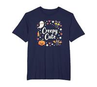 Creepy Cute Halloween Kawaii Ghost Cat Calabaza Murciélago Estrellas Camiseta, Hombre Tallas Grandes, Azul Marino, 5X Alto