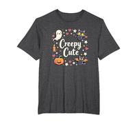 Creepy Cute Halloween Kawaii Ghost Cat Calabaza Murciélago Estrellas Camiseta, Hombre Tallas Grandes, Jaspeado Oscuro, 3X Alto