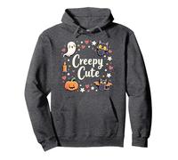 Creepy Cute Halloween Kawaii Ghost Cat Calabaza Murciélago Estrellas Sudadera con Capucha, Unisex para Adultos, Jaspeado Oscuro, XXL