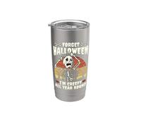 Creepy divertido gráfico de esqueleto de Halloween para todo el año, gótico y espeluznante Vaso térmico de acero inoxidable de doble pared