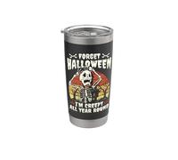 Creepy divertido gráfico de esqueleto de Halloween para todo el año, gótico y espeluznante Vaso térmico de acero inoxidable de doble pared