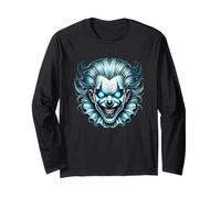 Creepy Evil Payaso Brillante Ojos Azules Manga Larga