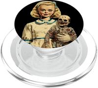 Creepy Girl with Her Even Creepier Doll PopSockets PopGrip para MagSafe