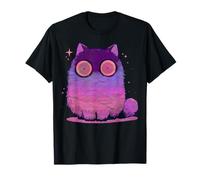 Creepy Lindo Gato Gato Rosa Gótico Pastel Ojos Atardecer Gato Kawaii Camiseta