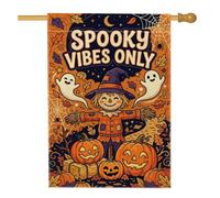 Creepy Mood Only - Bandera de Halloween con cita de espantapájaros de 28 x | Cita espeluznante de humor solamente, bandera de patio, ilustraciones de fantasmas fantasiosas, calabazas Jack-o'-Lantern