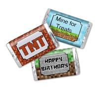 Creepy Pixel Miner - Mini envoltorios de barra de caramelo de cumpleaños para videojugadores, 45 unidades, etiquetas de cobertura completa de 1.4 x 2.6 pulgadas, recuerdos de fiesta de cumpleaños para