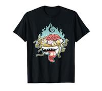 Creepy Ramen Bowl Yokai con cerebro y ojos de dibujos animados Camiseta