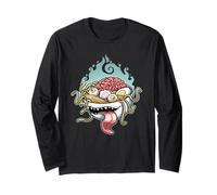 Creepy Ramen Bowl Yokai con cerebro y ojos de dibujos animados Manga Larga