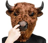 CreepyParty Fiesta de Disfraces de Halloween Máscara de Cabeza de Látex Animal Bisonte Yak Toro para Carnaval