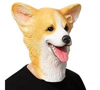 CreepyParty Fiesta de Disfraces de Halloween Máscara de Cabeza de Látex Animal Corgi Perro Máscara de Carnaval