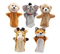 CreepyParty Marionetas de mano, juego de marionetas de cabeza de animal salvaje para niños y bebés, marionetas de animales de peluche suave para niños pequeños, niños y niñas, paquete de 5