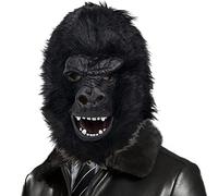 CreepyParty Máscara de gorila negra, chimpancé, animales salvajes, de látex, máscara de cabeza completa, disfraz realista para Halloween, carnaval, fiesta, desfile, negro