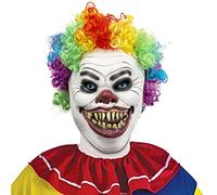 CreepyParty Máscara de Payaso con el Pelo de Colores Horror Máscara de Látex de Cabeza Completa Realista Humana para Fiesta de Disfraces de Carnaval Halloween