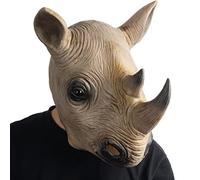 CreepyParty Máscara de rinoceronte con cabeza de animal de látex de cabeza completa, máscaras realistas para Halloween, carnaval, fiesta de disfraces
