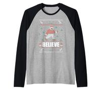 Creer Divertido Pie Grande Feo Suéter De Navidad Yeti Meme Camiseta Manga Raglan