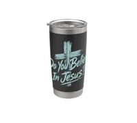 ¿Crees En Jesús Cruz Cristiana Fe Religioso Vaso térmico de acero inoxidable de doble pared