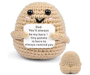 CREJOHY Regalos de cumpleaños para papá, recuerdo de felpa hecho a mano de papa de ganchillo, regalos para padre, regalos de hija e hijo, para papá