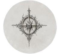 Crema Alfombra Salon Redonda 180 cm, Exquisito Brújula patrón Alfombra Lavable Lavadora Alfombra Dormitorio, Minimalist Alfombras Comedor Antideslizante para Cocina Halls Balcón