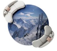 Crema Art Déco Alfombras Redondas 60 cm para Sala de Estar, Lavables Antideslizantes de Pelo Corto, Cielo Montañas Nevadas Alfombra Estampada para Dormitorio habitación Infantil