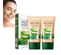 Crema BB de maquillaje de aloe vera, corrector BB cremas de larga duración y opacas, calmante de la piel, mate, para una tez perfecta, vegana y dermatológicamente probada (natural)