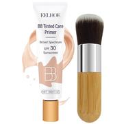 Crema BB Hidratante con Color, Crema Correctora del Color FPS 30,Base de Maquillaje con color, Hidratación 24 h y Tono Uniforme, con 1 Brocha de Bambú.