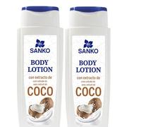 Crema Body Milk hidratante cuerpo con extracto de coco Sanko [x2 botes 300 ml = 600 ml]