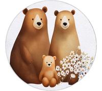 Crema Bronceado Alfombra Redonda con patrón Lindo Minimalista Animales Oso. Lavable, Alfombras para Sala de Estar de Pelo Corto, 60 cm para Pasillo Cama Comedor alfombras de Suelo Que no se