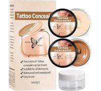 Crema Correctora para Tatuajes, Tatuaje Corrector, 2 Piezas Cicatriz Corrector, Maquillaje para Cubrir Tatuajes, Tattoo Concealer, Impermeable, 20g+20g