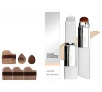 Crema Cubrir De Stick, Base De Pinceles De Stick Chartming Cambiando De Color, Base De Maquillaje 2 En 1 Con Pincel, Adecuado Para Todo Tipos De Piel, Base De Maquillaje Cubrir